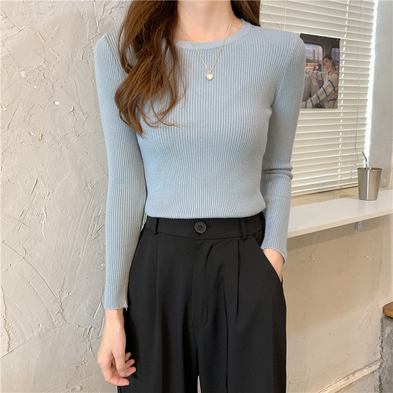 Tight Round Neck Long Sleeves Inner Wear Bottoming Sweater