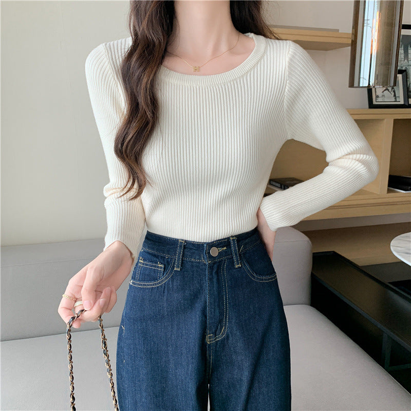 Tight Round Neck Long Sleeves Inner Wear Bottoming Sweater