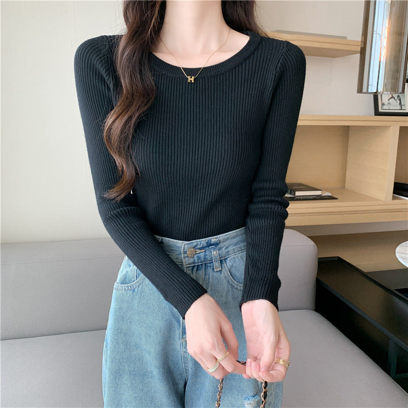 Tight Round Neck Long Sleeves Inner Wear Bottoming Sweater