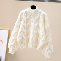 Women's Loose Round Neck Cable-knit Sweater