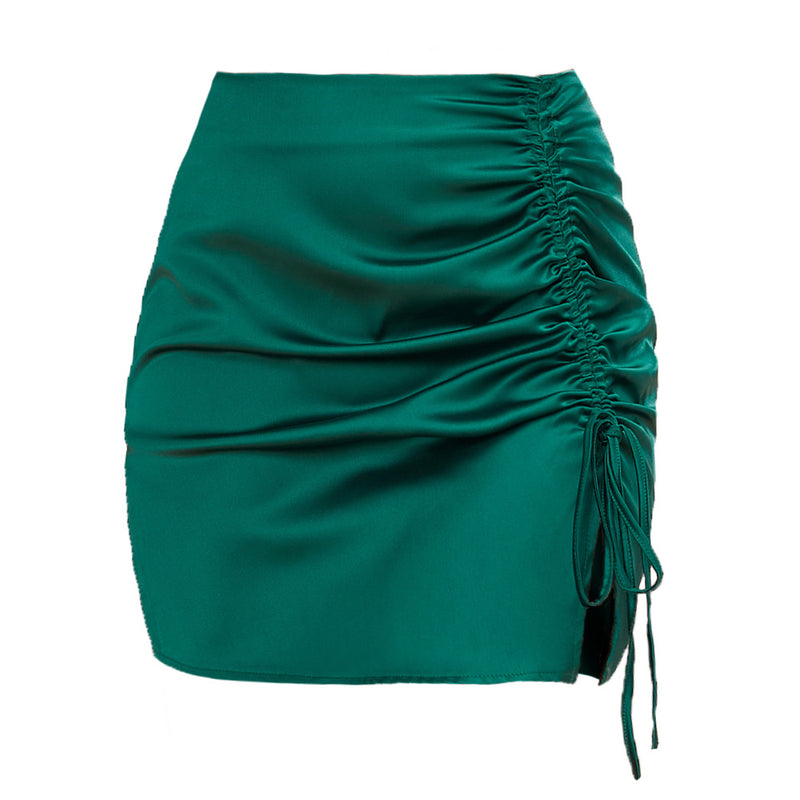 Pleating High Waist Zip Skirt For Women