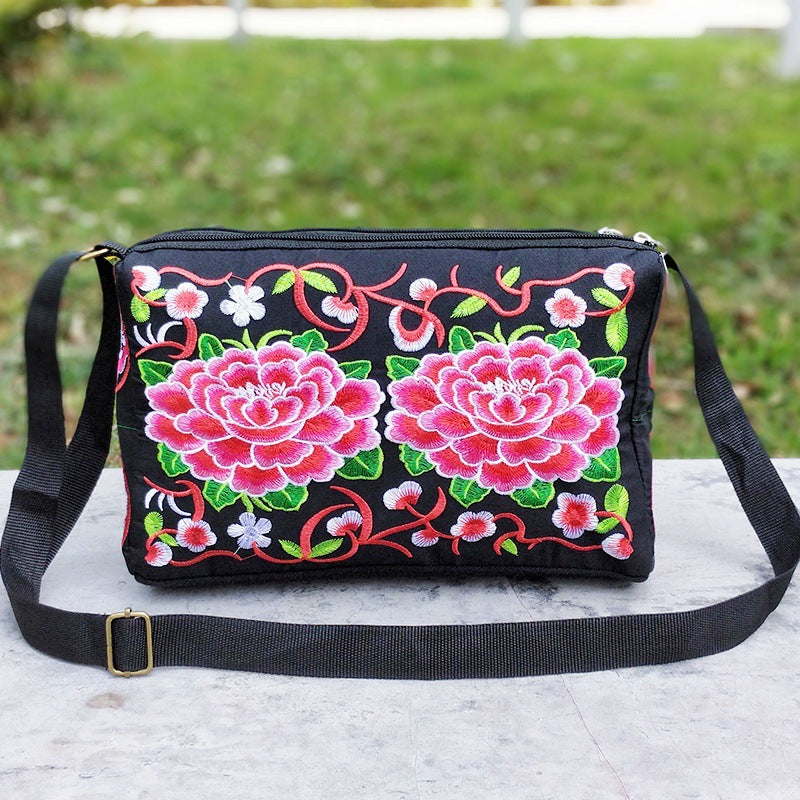 Female Antique Double Sided Embroidery One-shoulder Crossbody Bag