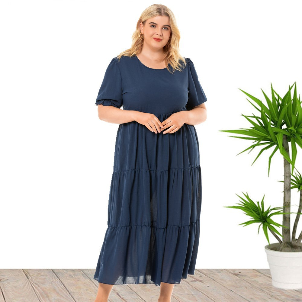 Plus Size Short-sleeve One-piece Dress For Women