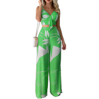 Women's Tube Top Lace-up Wide-leg Pants Suit