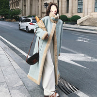 Blue Fur One-piece Lamb Wool Coat Women's Thickened Fleece Overcoat