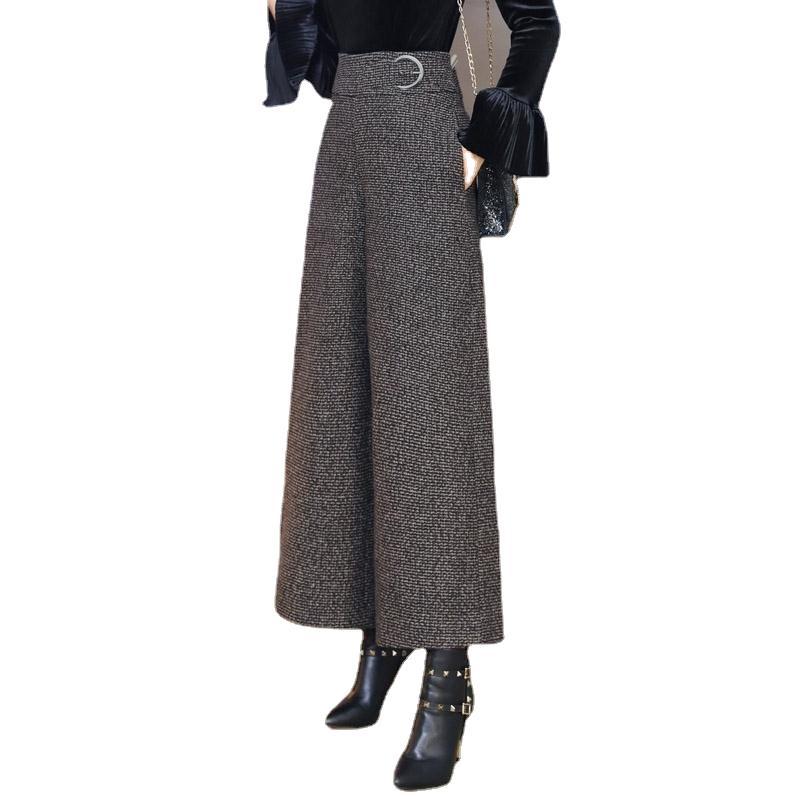 Autumn And Winter New Woolen Wide-leg Pants Women