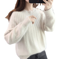 Women's Sweater Solid Color Short Pullover Round Neck