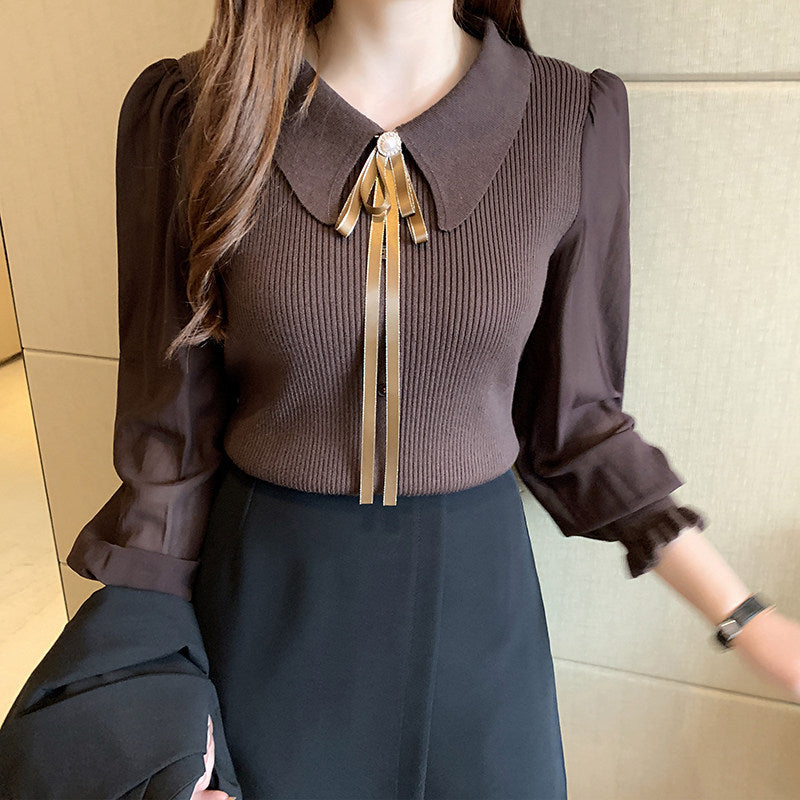 Women's Fashion Long Sleeve Knitted Bottoming Shirt Top