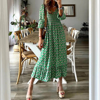 Women's Long Printed Stitching Dress