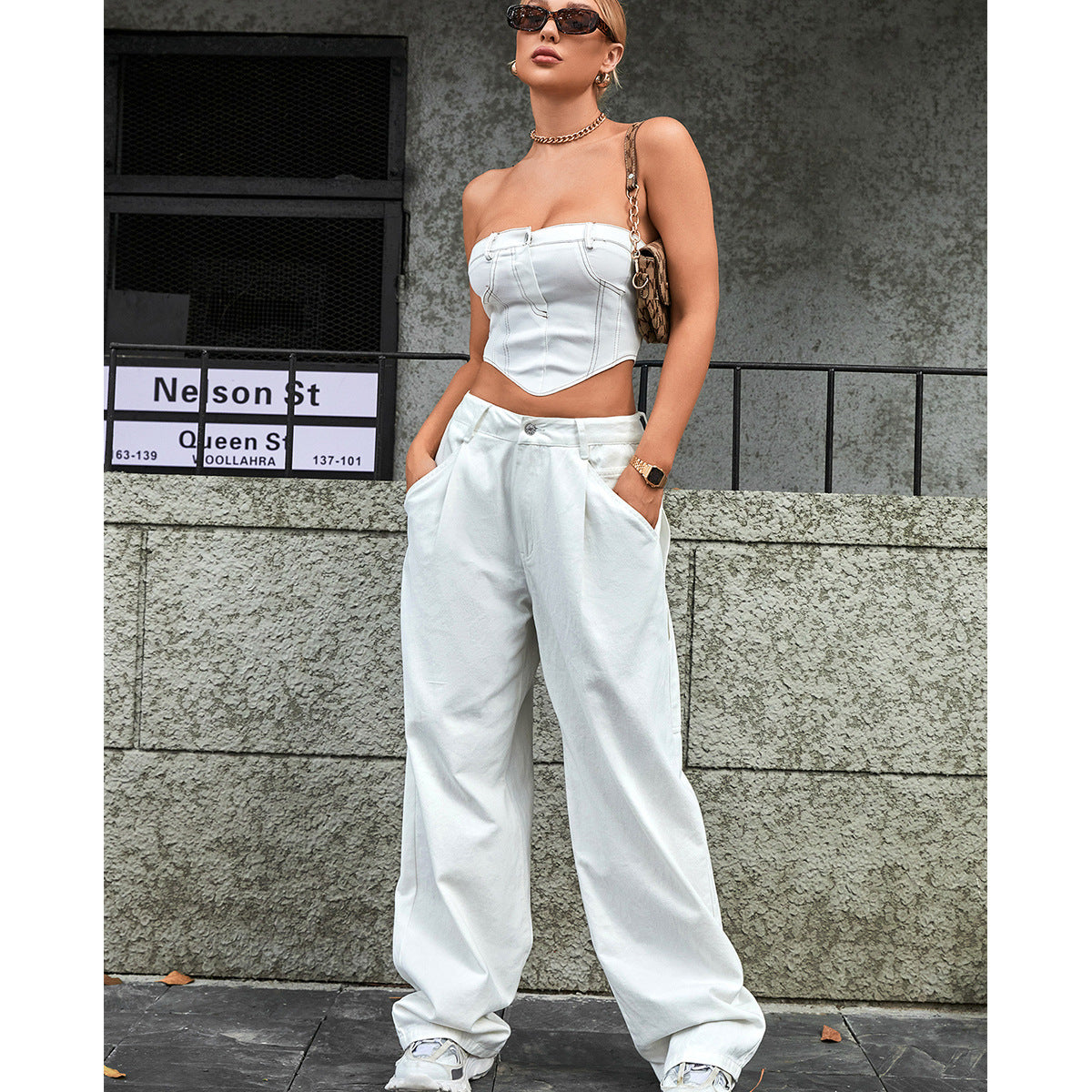 Women's Fashion Trendy High Waist Loose Denim Trousers