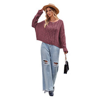 Women's Round Neck Twisted String Cable-knit Sweater