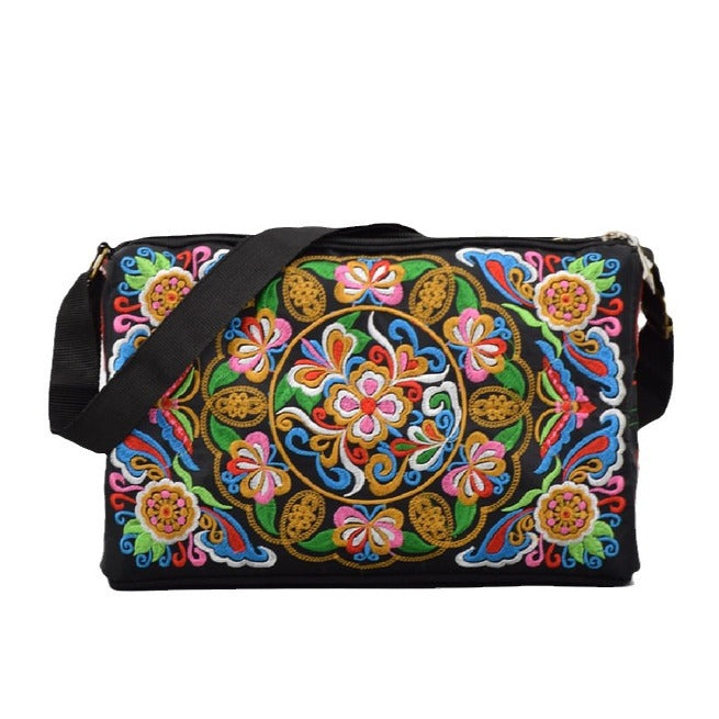 Female Antique Double Sided Embroidery One-shoulder Crossbody Bag