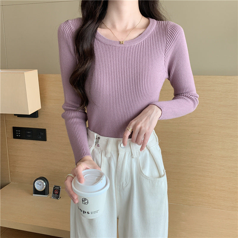 Tight Round Neck Long Sleeves Inner Wear Bottoming Sweater