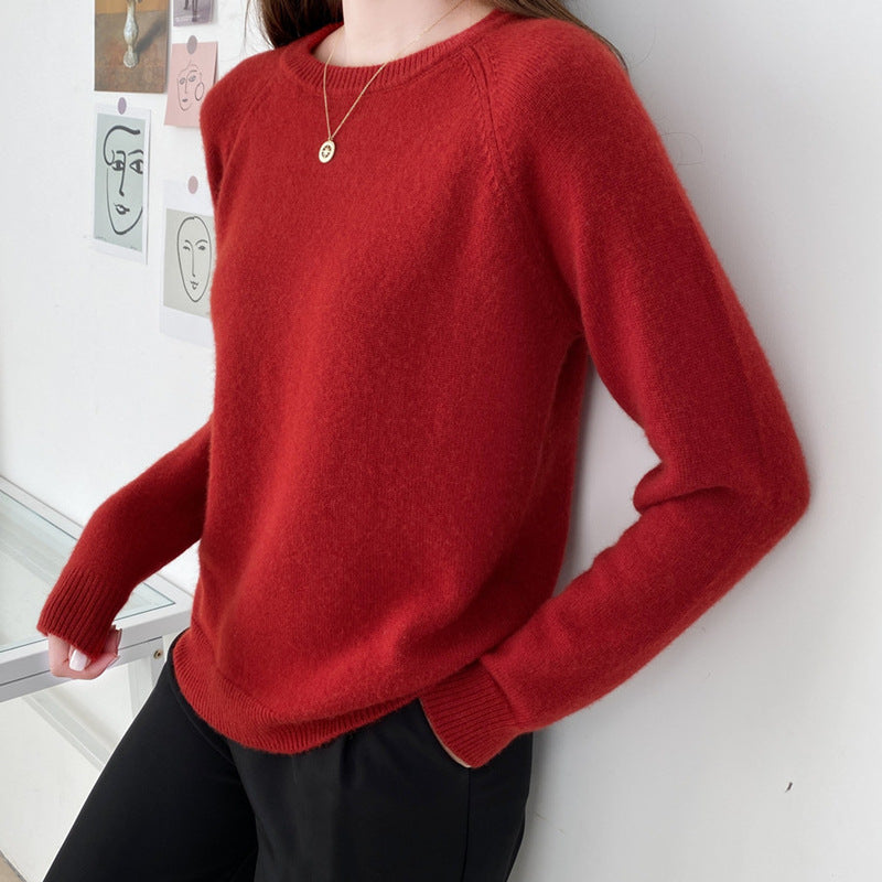 Women's Fashionable Simple Solid Color Round Neck Sweater