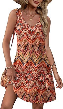 Women's Beach Vacation Sleeveless V-neck Loose Dress