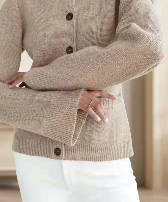 Knitted Cardigan Coat Women's Idle Style Waist Round Neck Sweater Autumn Winter Coat