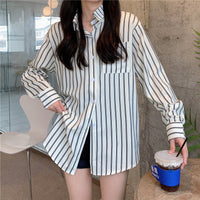 Women's Vertical Striped Long-sleeved Shirt