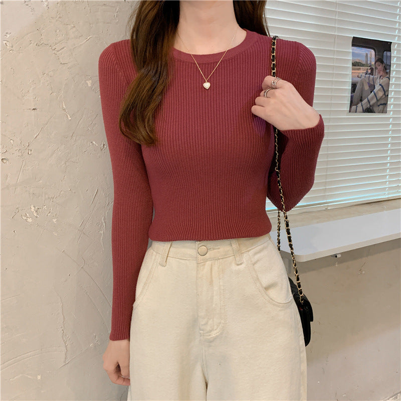 Tight Round Neck Long Sleeves Inner Wear Bottoming Sweater