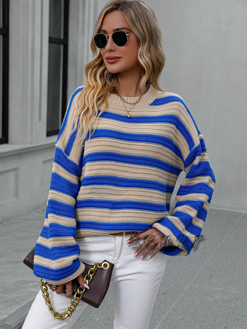 Striped Sweater Large Size Women's European And American Style