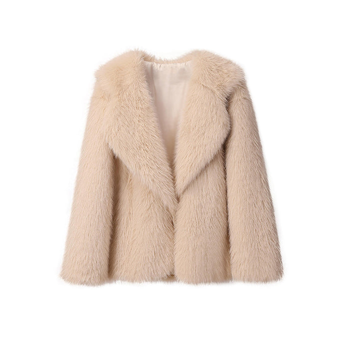 Lapel Leather Fur Coat Women's Artificial Wool Clip Coat