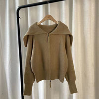 Large Lapel Double-headed Zipper Sweater Coat