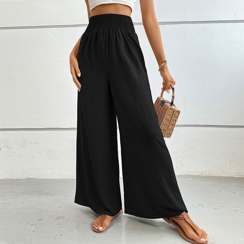 Foreign Trade Trousers Autumn New Casual Elastic Pocket Wide Leg Pants