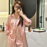 Satin Korean Style Long Sleeve Ice Silk Pajamas Women's New Homewear Suit