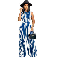 Women's Fashion Pattern Printed Sleeveless Leotard Wide Leg Pants Suit