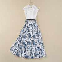 Water Soluble Crocheted Flower Stitching Flower Butterfly Swing Waistcoat Dress