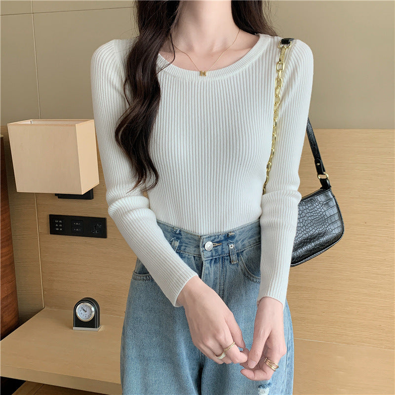 Tight Round Neck Long Sleeves Inner Wear Bottoming Sweater