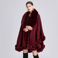 Fur Collar Shawl Cape Knitted Cardigan Baggy Coat