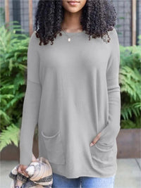 Fashion Pocket Long Sleeve Top For Women