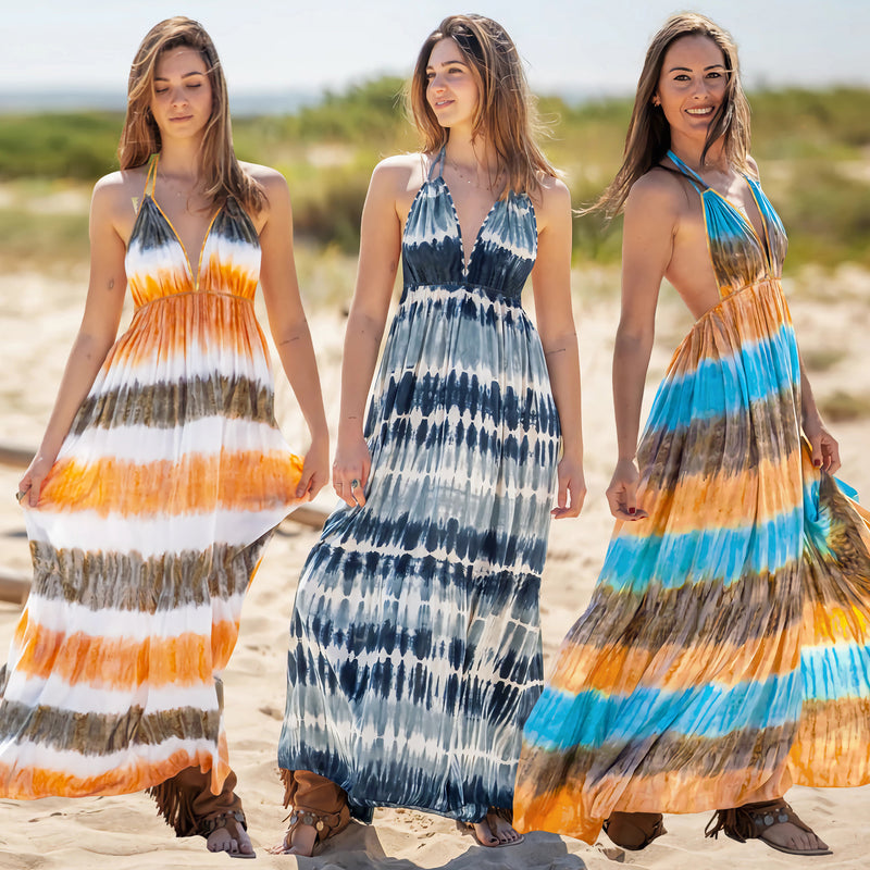 Women's Sling Backless Printed Dress Wave