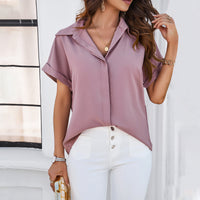 Spring And Summer Temperament Leisure Solid Color Stand Collar Shirt