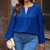 Plus Size Women's V-neck Loose Long Sleeve Top