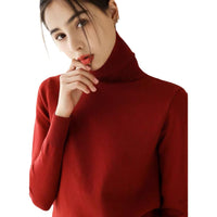 Women's Fashion Loose And Slimming Turtleneck Long Sleeve Knitted Bottoming Shirt Knitwear