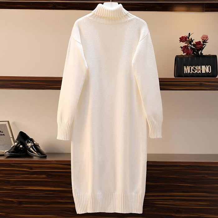 Straight Loose Overknee High Collar Sweater Dress