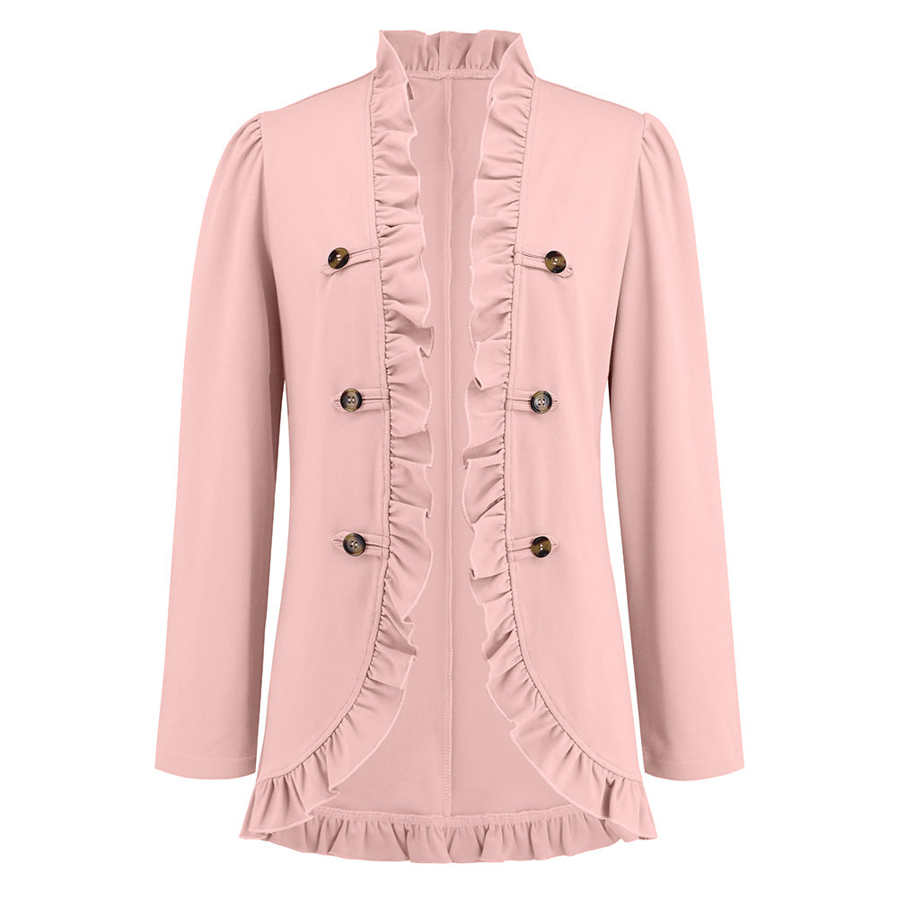 Women's Ruffled Cardigan Button Jacket