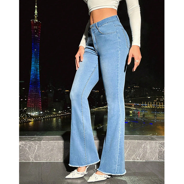 Women's High Waist Straight-leg Denim Trousers