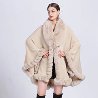 Fur Collar Shawl Cape Knitted Cardigan Baggy Coat