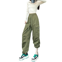 Drawstring Tooling Style High Waist Design Sense Ankle-tied Sports Wide-leg Pants