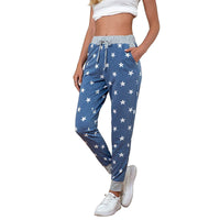 Women's Fashion Casual Exercise Comfort Printing Stretch Waist Trimming High Waist Trousers