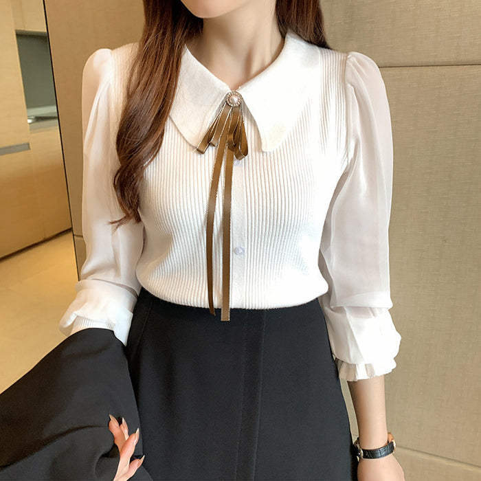 Women's Fashion Long Sleeve Knitted Bottoming Shirt Top