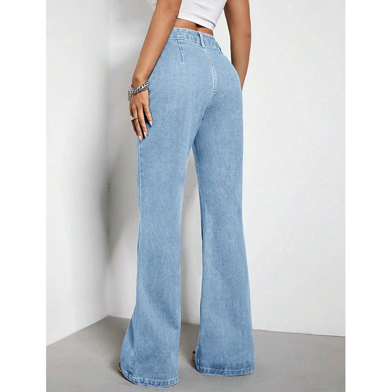 Women's Loose High Waist Denim Trousers