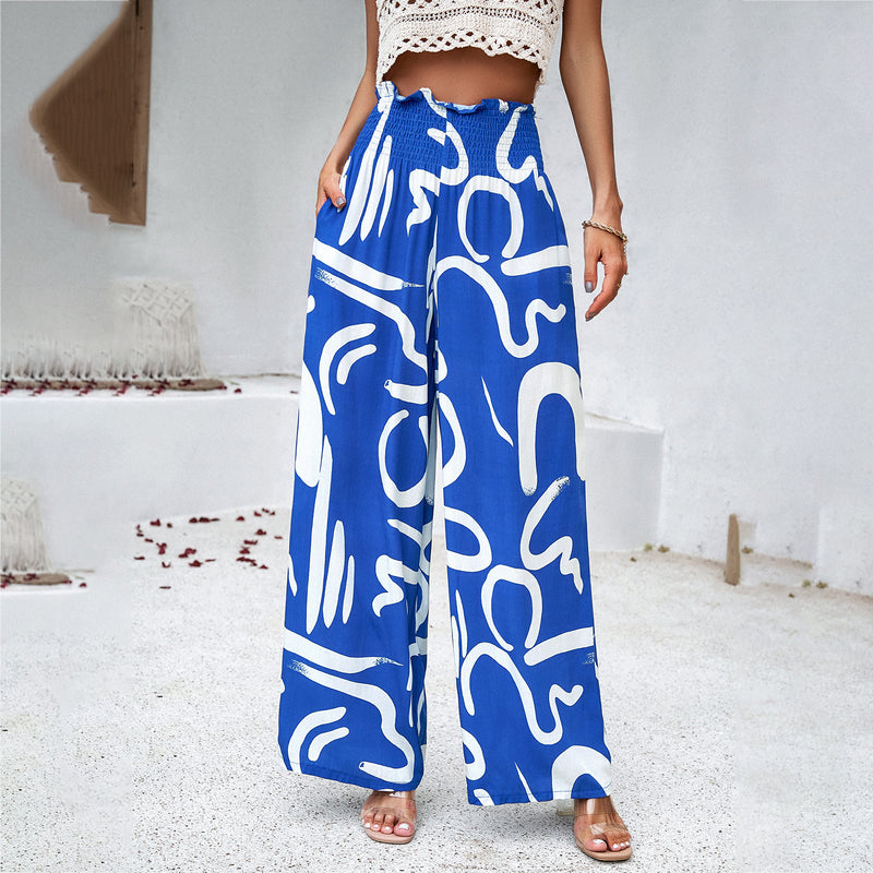 Women's Elegant Printed Loose Trousers