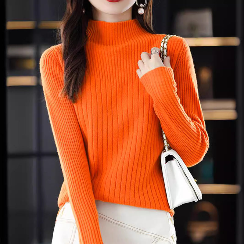 Knitted Fashion Slimming Knitted Bottoming Shirt Women's Long Sleeve