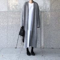 South Korea Chic Simple Buckle-free Sweater Lazy Wind Long Below The Knee Knitted Cardigan