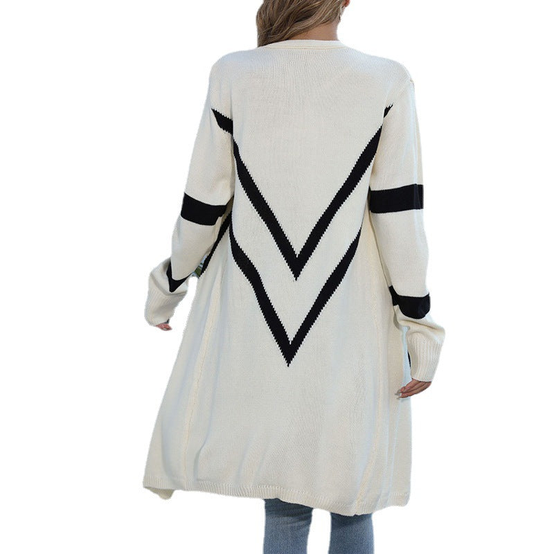 Irregular Geometric Knitted Sweater Coat