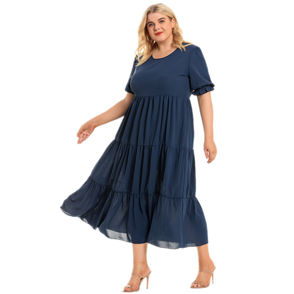 Plus Size Short-sleeve One-piece Dress For Women