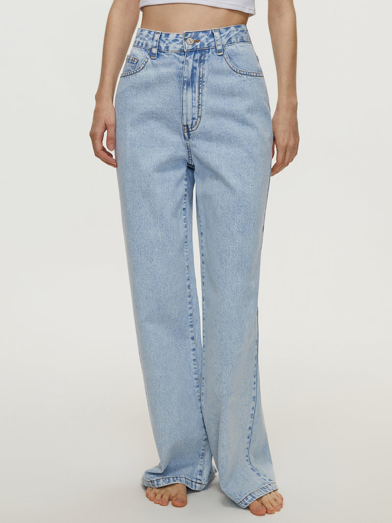 Women's Straight Loose High Waist Denim Trousers